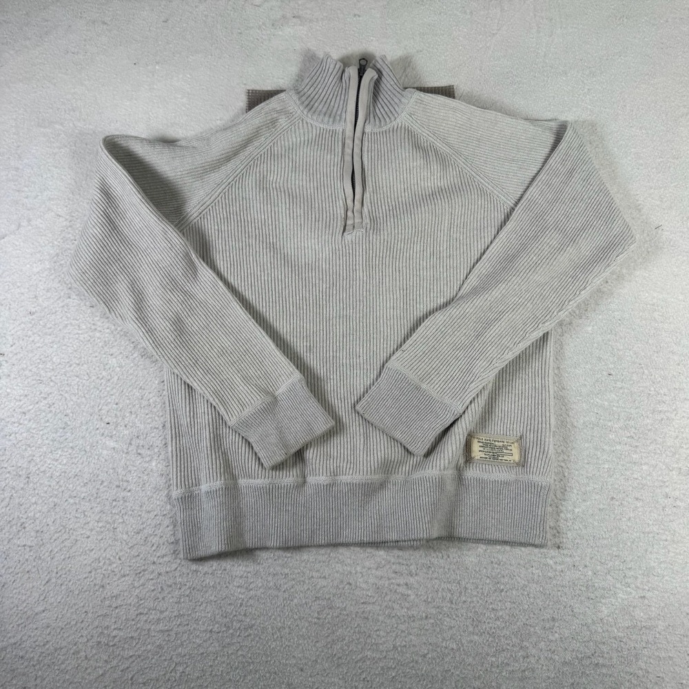 Polo Jeans Co Ralph Lauren Quarter Zip Sweater Mens M Gray Ribbed Cotton Good